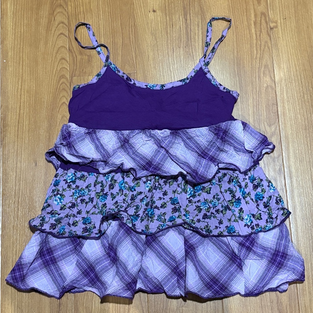 Sugar Tart Purple Ruffle Tiered Camisole Tank Top